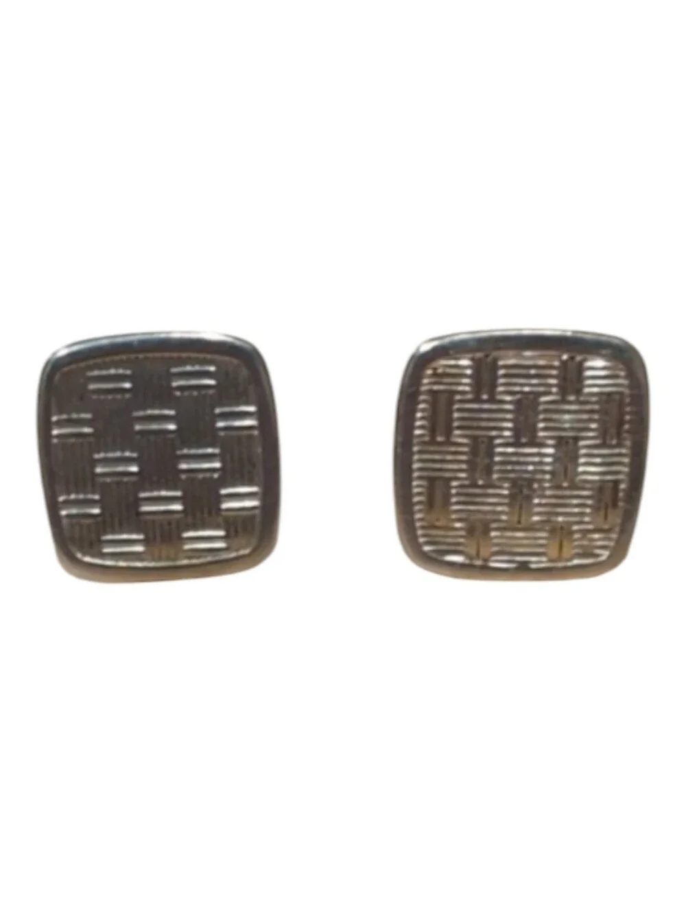 Vintage Gold Square Basket Weave Cuff Links